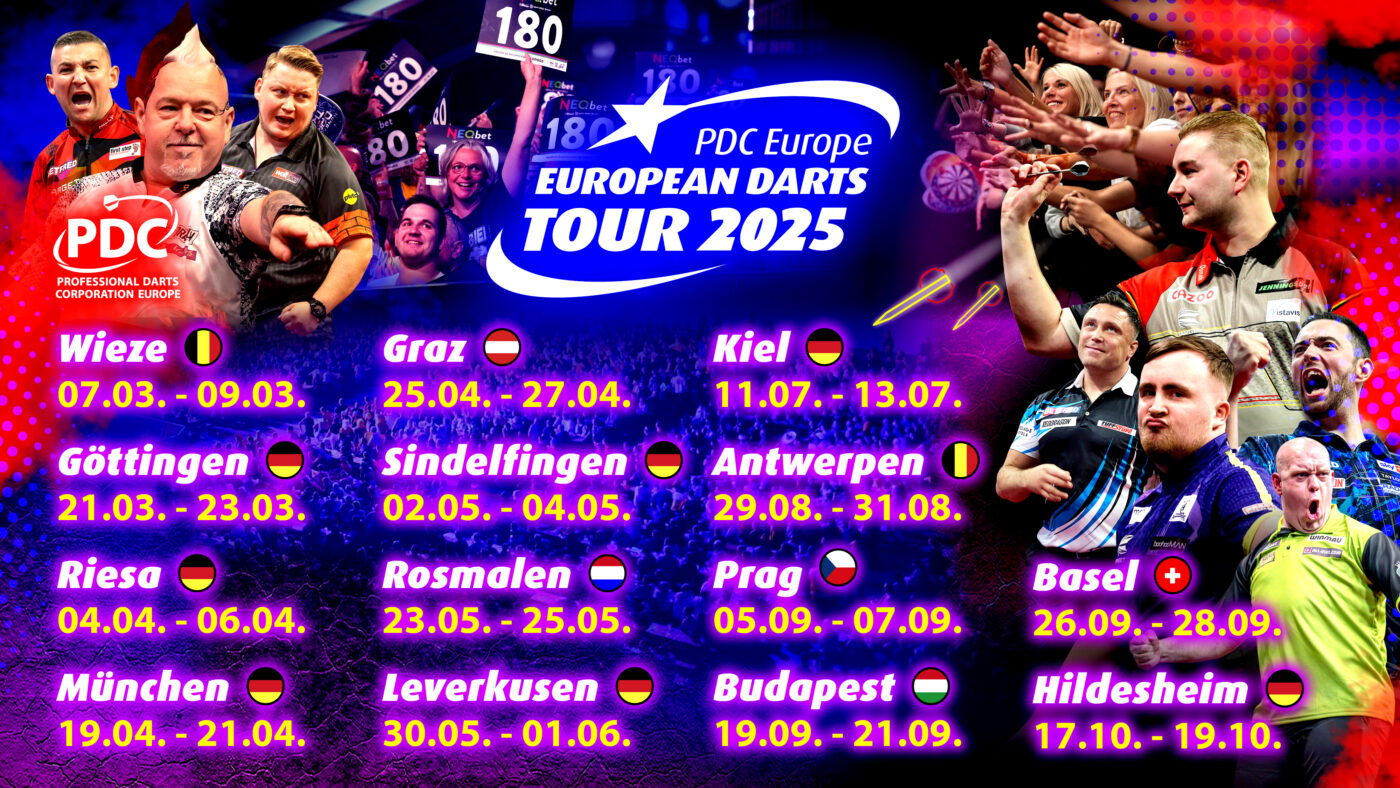 PDC Europe The 2025 European Tour calendar is set 14 darts events