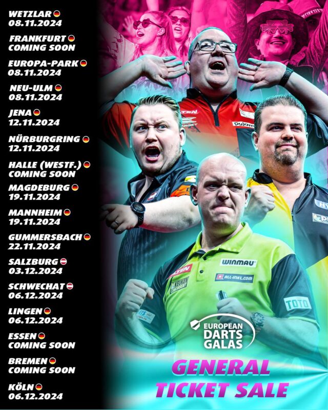 Sales Dates European Darts Galas 2025