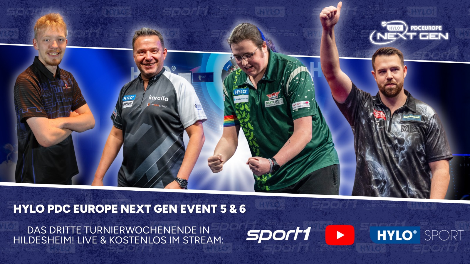 Livestreamgrafik der HYLP PDC Europe Next Gen für die Events 5 & 6 in Hildesheim