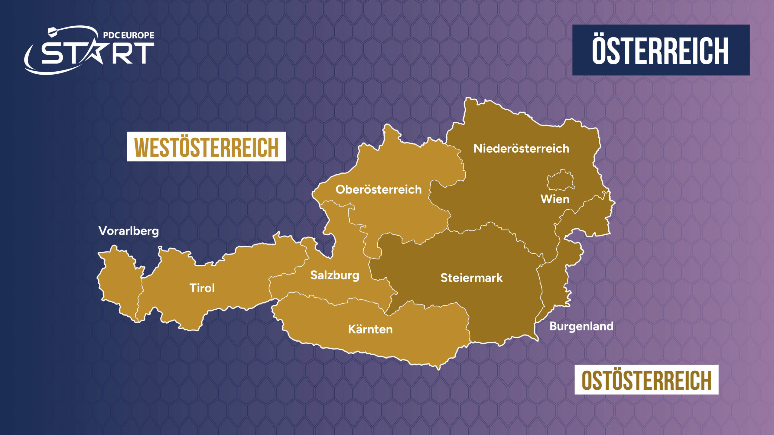 Regionen von PDCE Start in Österreich sowie Liechtenstein.