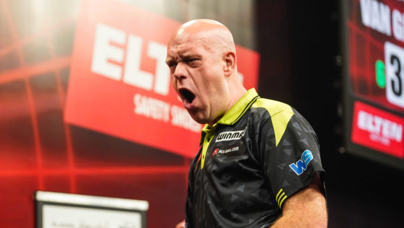 Michael van Gerwen bei den ELTEN Safety Shoes Austrian Darts Open im Messecongress in Graz.